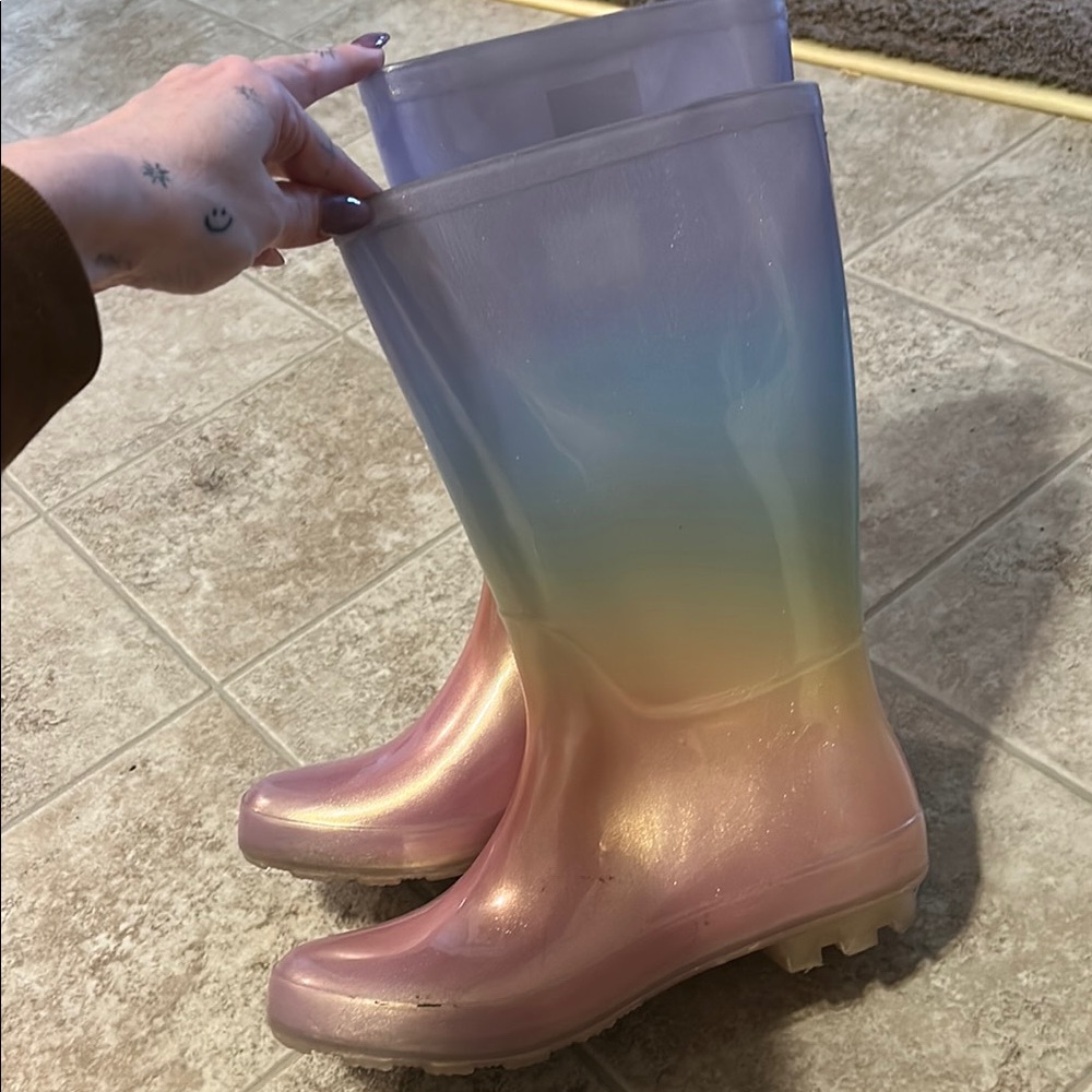 Gradient Rainbow Rain Boots